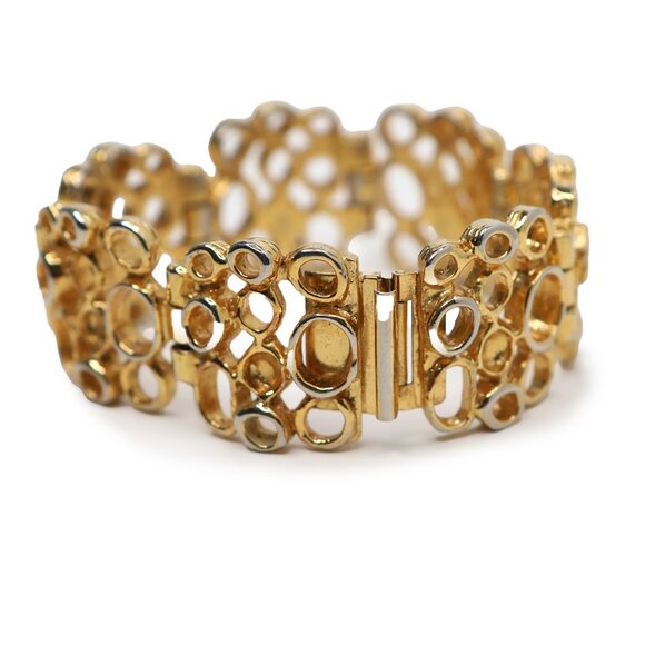 Vintage Robert Larin Gold Tone Brutalist Modernist Bracelet Designer Signed 60s - Picture 6 of 14